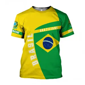 Desain modis Harga terkejut 3D Digital cetak poliester Brasil kaus sepak bola untuk pria