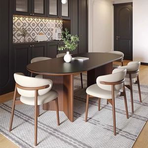 Pháp phong cách rắn gỗ hình bầu dục bàn ăn với Slate Top và lắp ráp đơn giản lỗ đá hộ gia đình kết hợp ghế Bộ - Product Image 5