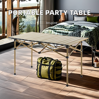 Table pliante rectangulaire portable pour les activités de fête en plein air, facile à nettoyer, résistante à l'humidité, en fer, meubles d'extérieur