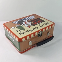 Boîte rectangulaire durable en fer blanc avec poignée de verrouillage Emballage de style valise pour biscuits et bonbons Emballage et impression de produits