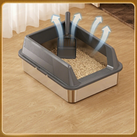 Bac à litière moderne en acier inoxydable, grande toilette métallique pour chat, facile à nettoyer, plateau antirouille pour chats d'intérieur