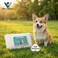 VELTRONA 80 STUKS Zachte fruitgeurende wegwerp vochtige doekjes voor katten met diepe reiniging, zonder afspoelen, huishoudelijke dierenbenodigdheden