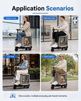 Scooter de transport électrique multifonctionnel pour animaux de compagnie, avec boîte à bagages détachable de 42L en PC et alliage d'aluminium, pour chats et petits chiens, idéal pour l'extérieur