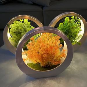 Bonsái pequeño de simulación, decoración del hogar, <span class=keywords><strong>adornos</strong></span> de escritorio de oficina, 5 <span class=keywords><strong>plantas</strong></span> <span class=keywords><strong>artificiales</strong></span> en maceta multicolores de loto pequeño <span class=keywords><strong>con</strong></span> lámpara - Product Image 2