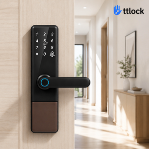 Nouvelle conception de serrure de porte intelligente à empreintes digitales avec contrôle à distance par application Wifi Tuya TTlock, serrure électrique TT Lock - Product Image 1