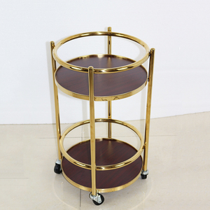 Hotel Double-deck Round Firewood Titanium Wine <strong>Cart</strong> Restaurant <strong>Service</strong> Equipment Room Serving <strong>Carts</strong> - Product Image 3