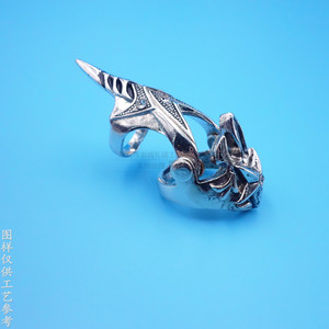 Anillo de aleación de zinc con forma geométrica de calavera, accesorios de disfraz unisex, color Guhei JZ20221111 - Product Image 3