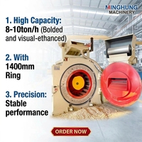 Déchiqueteuse à couteaux annulaires 8-10 tonnes/h avec anneau de 1400 mm de diamètre pour la production de particules de bois et de panneaux de particules