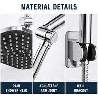 Pommeau de douche combiné effet pluie haute pression 11,8 pouces avec douchette à main et bras d'extension de 15 pouces pour salle de bain principale usage quotidien