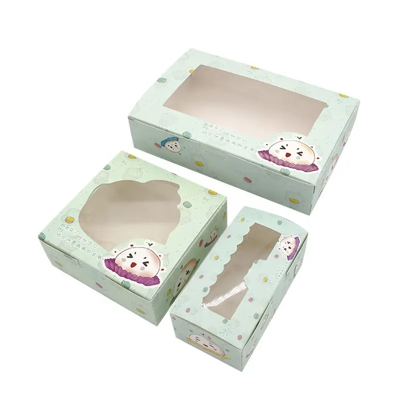Folding Flat Cookie Sweet Mochi Paper Boxes Custom Print Party Dessert Donut Packaging Box
