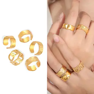 Bague unisexe NO Fade oro placcato 18K acciaio inox moda moda geometrica anello da dito