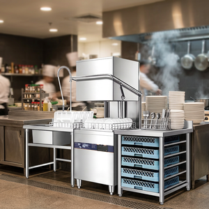 Lave-vaisselle professionnel de type capot industriel avec pompe de rinçage intégrée pour services de restauration professionnelle - Product Image 1