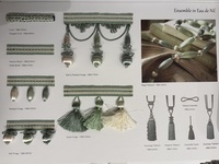 Ensemble de garnitures pour rideaux motif pivoine : cordon tressé, pendentif, franges à boules, franges à pompons pour la décoration textile de la maison et les vêtements