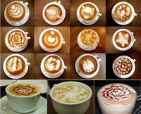 16 Pièces/ensemble Cappuccino Café Duster Jet Décoratif Modèle Pochoirs Pochoir À Gâteau Outil D'art