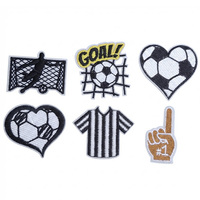 Patchs brodés sportifs en feutre, motifs football et cœur, thermocollants pour maillots et casquettes – Vente en gros