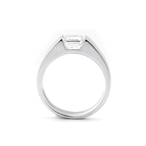 Flush Set Asscher Cut Solitaire Silver Classic Prong Setting Gold Plated Hip Hop <b>Ring</b> Lab Grown Diamond <b>Thick</b> Band Elegant - Product Image 1