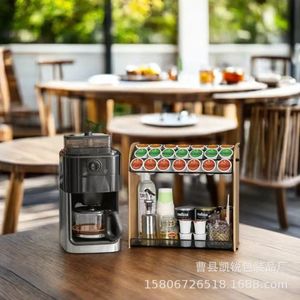 Estante de almacenamiento para cápsulas de café de madera de bambú, organizador de escritorio de gran capacidad de doble capa para sala de té y bar - Product Image 4