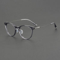Lunettes unisexes à monture carrée en titane avec monture en acétate, couleur grise, lunettes optiques de qualité supérieure