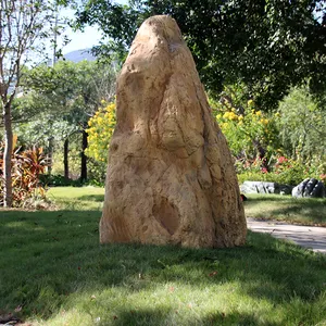 Benutzer definierte Garten dekoration Steine Glasfaser skulpturen für zu Hause Riesen landschafts stein für Garten