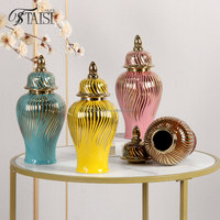 J294YG Vases modernes jaunes anciens pour centres de table de mariage Porcelaine rose et marron Gingembre Pot Grand