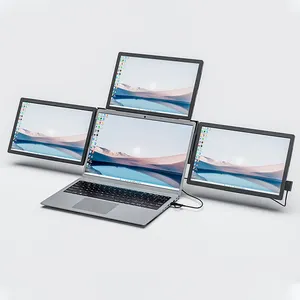 צג נייד משולש 2024 הניתן לחיבור 13.3" FHD IPS נפתח כפול מחשב נייד מסך משולש מורחב צג תצוגת USB למחשב נייד