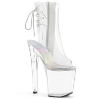 Sandales d'été sexy à talon aiguille de 20 cm (8 pouces), bout ouvert, bride cheville, à lacets, pour l'extérieur, avec amorti et antidérapantes, rehaussantes