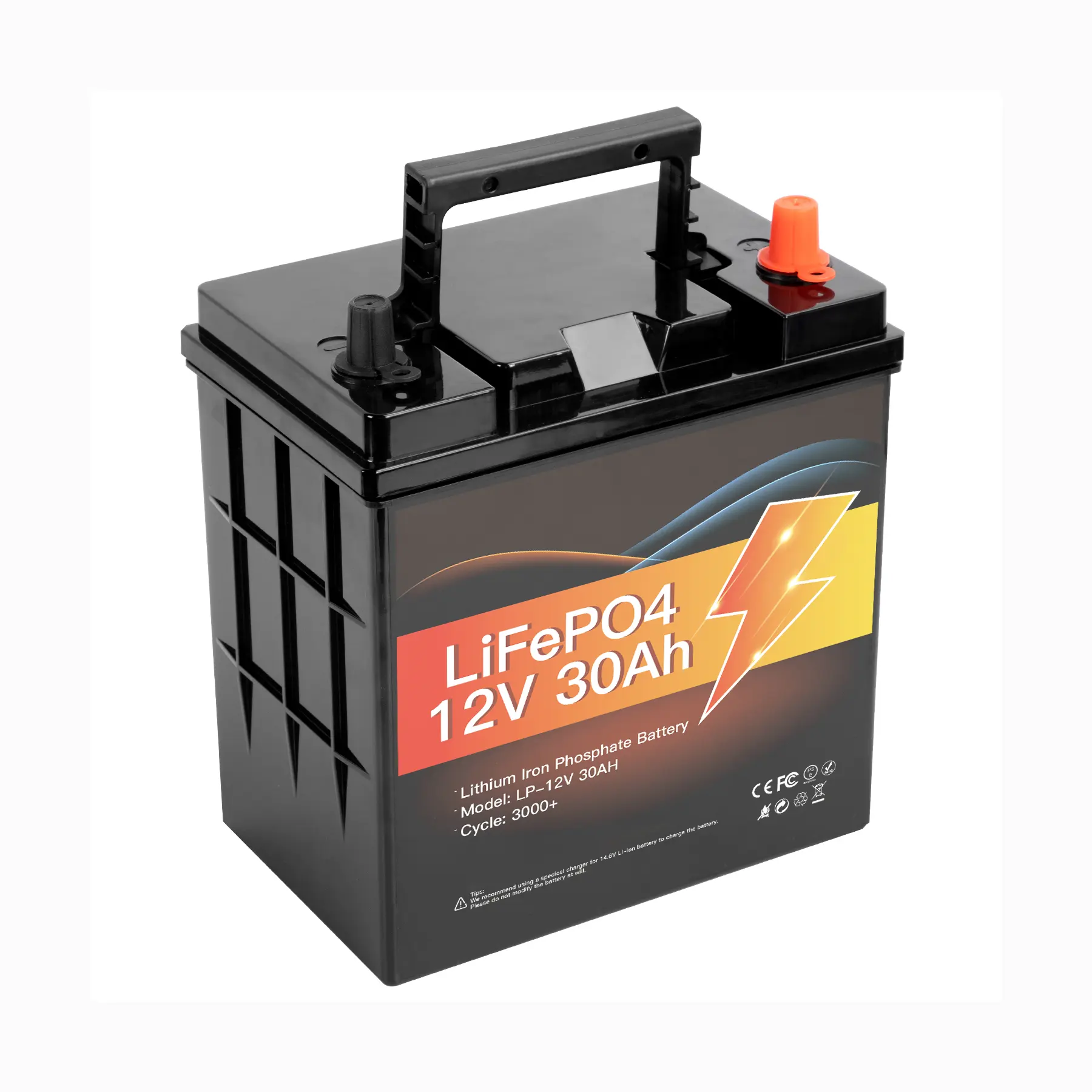 Avepwoer OEM baterai LiFePO4 12V, baterai isi ulang ion Lithium 30ah 12V 30ah