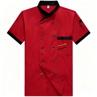 Veste de chef croisée à bordure contrastante en tissu doux avec logo brodé, uniforme pour la restauration hôtelière occidentale et les cuisiniers