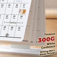 Calendrier de table imprimé en carton blanc 300g 2027 avec support pour mémos, idéal pour le bureau, l'école, la maison et l'étude