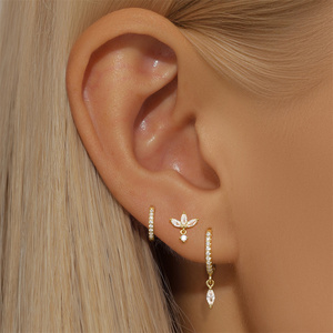 CANNER Juego de 3/4/6 Aretes de Joyería de Moda para Uso Diario, Aretes de Aro Geométricos de Plata 925 para Mujer - Product Image 3
