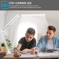 Lampe de bureau à luminosité réglable, commande tactile, bras articulé à fixation par pince, éclairage LED pour bureau, étudiant, chevet, alimentation CC