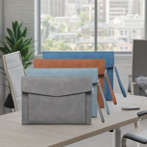 A4 Size File Folders Large Capacity PU Leather <b>Document</b> File <b>Bag</b> Conference Office <b>Document</b> Pouch Business Contract File Folder - Product Image 5
