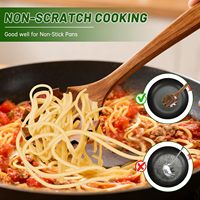 Ensemble de 2 louches à soupe et cuillères à pâtes en bois de teck lisse de qualité alimentaire FSC, ustensiles de cuisine pour cuisiner, servir et égoutter