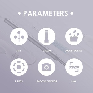 AN102 5.5mm Lente <span class=keywords><strong>Ear</strong></span> Cleaner Otoscópio Médico Earpick Digital Visual Otoscópio 3in1 Micro USB Tipo-C Câmera de Inspeção Cera