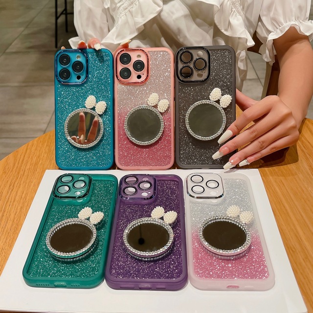 High Quality Luxury Bling Crystal Diamond Mirror Rhinestone Handmade Protective Phone Case for iPhone 14 15 Pro Max New Release