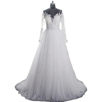 RSW1619 foto reali maniche lunghe abiti da sposa bianchi economici ma eleganti