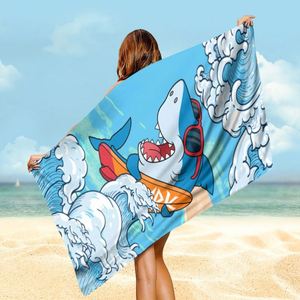 Serviette de plage en microfibre 100% polyester de haute qualité, imprimée recto-verso, motif dessin animé, avec sac de rangement personnalisé - Product Image 2
