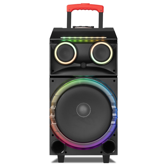 High Power Outdoor Karaoke Speaker with Flash Lights RGB Flash Lights Wireless Microphone Portable Speaker Microphone