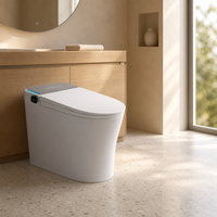 Toilette intelligente européenne moderne monobloc avec siège chauffant, chasse d'eau par gravité, télécommande, veilleuse, installation au sol