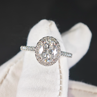 Bagues en argent S925 plaqué rhodium, serties de moissanite ovale couleur D, tendance, pour un cadeau d'anniversaire ou de mariage