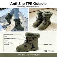 Bottes de neige pour femmes en peau de mouton double face, cuir, pour l'extérieur, hiver
