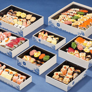 Boîte à emporter jetable en bois biodégradable et écologique, en matériaux recyclés, avec feuille d'aluminium pour sushis, fromages, bento et traiteur - Product Image 4