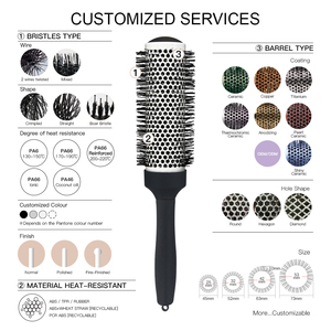 <span class=keywords><strong>Spazzola</strong></span> per Capelli Professionale con LOGO Personalizzato, Cilindro Lungo, Superficie Liscia in Ceramica, <span class=keywords><strong>Ionica</strong></span>, con Texture Antiscivolo in Pelle - Product Image 2