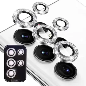 三星S22超相机镜头保护器全盖3d 9h金属铝钢化玻璃背镜头相机保护器