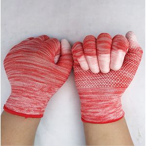 Nylon Pu Coated Finger Gloves Striped Anti Slip Breathable Work Gloves General Purpose 13 Stitches Raised Micro Diamond Texture - Product Image 2