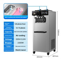 Machine à glace molle automatique verticale 22-30L/H, 3 saveurs, pour usage commercial, fabrication de cornets de glace au lait