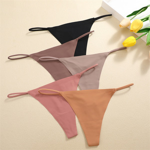 Usine directe sans Trace Sexy glace soie culotte une pièce respirant confortable taille basse femmes string solide motif <span class=keywords><strong>Nylon</strong></span> - Product Image 2