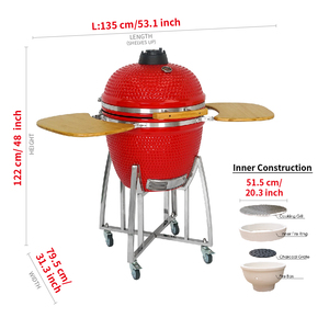 Grill BBQ Kamado a Uovo d'<span class=keywords><strong>Acciaio</strong></span> 23,5 Pollici, <span class=keywords><strong>Barbecue</strong></span> in Ceramica, Affumicatore a Carbone, Kamado XL Grande - Product Image 2
