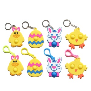 Pâques PVC Doux Porte-clés Lapin Soulagement Du Stress Pionnier Doigt Bulle Amusant Goutte À Goutte En Plastique Téléphone Pendentif - Product Image 1