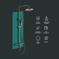 Ensemble de robinetterie de douche de luxe en laiton pour plafond, avec pommeau de douche pluie et jet doux, douchette à main, valve en céramique, finition chromée, garantie 5 ans, pour usage hôtelier
